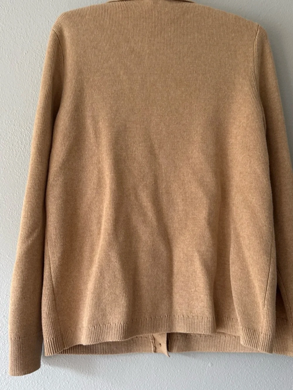 Talbots Camel Tan Collared Button-Up Cardigan Sweater with Pockets - Picture 2 of 5